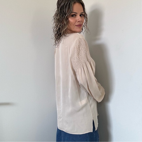 Kobi Halperin Julee Silk Tie-Front Blouse in Champagne - Picture 9 of 14